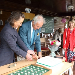 The Lord-Lieutenant and the Marquess of Zetland cutting the cake